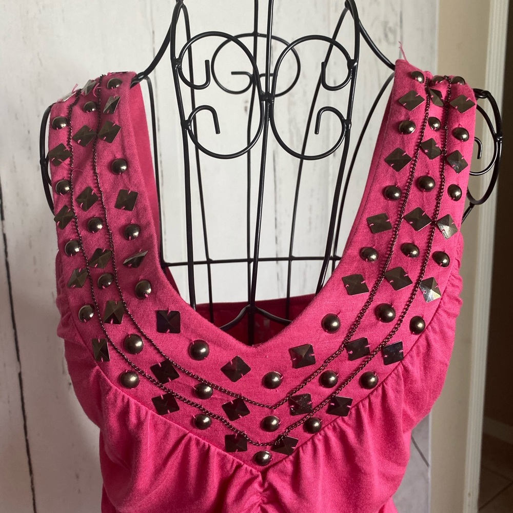 Pink Ruched Top with Stones - Picture 3 of 6